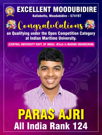 Paras Ajri of Excellent Education Institution, Moodbidri